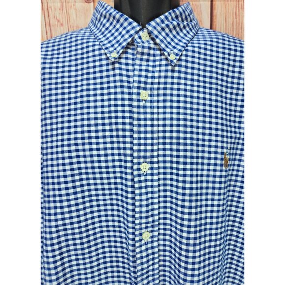 Ralph Lauren Mens Blue Gingham Button-Down Shirt XXL - Picture 3 of 8